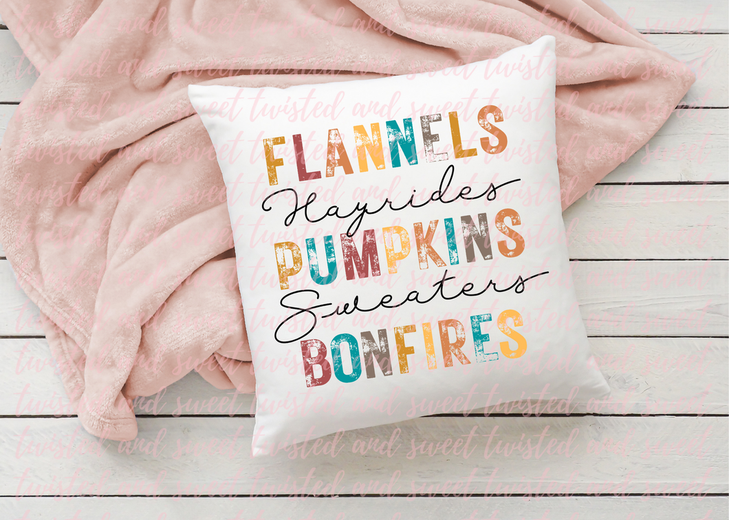 Flannels Pumpkins Bonfires - Pillow Cover with insert